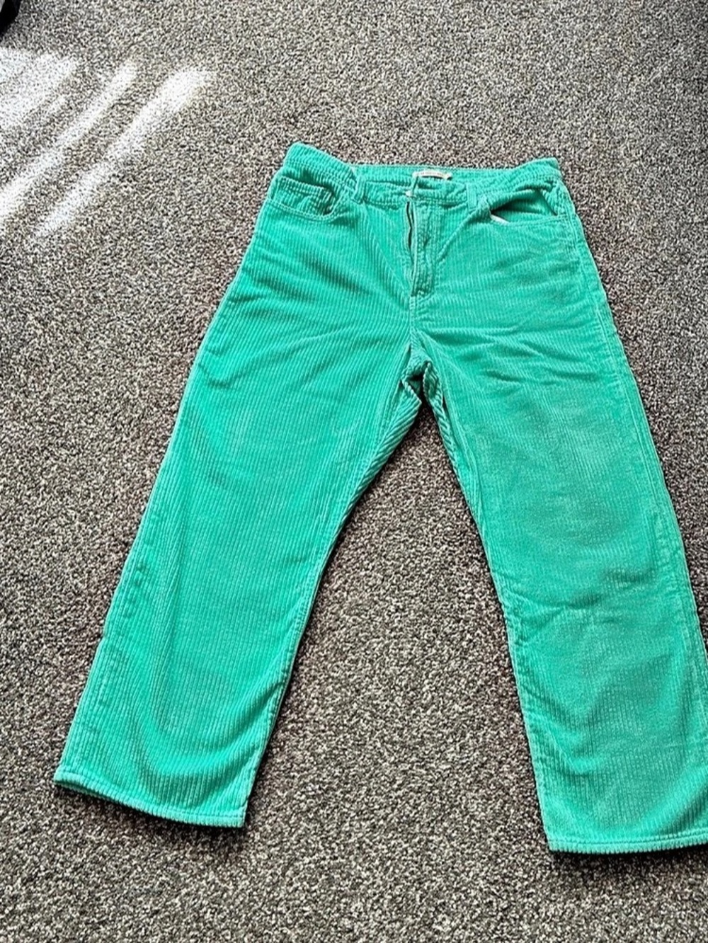 Levi's Ribcage Straight Ankle Green Corduroy Pants Waist 32